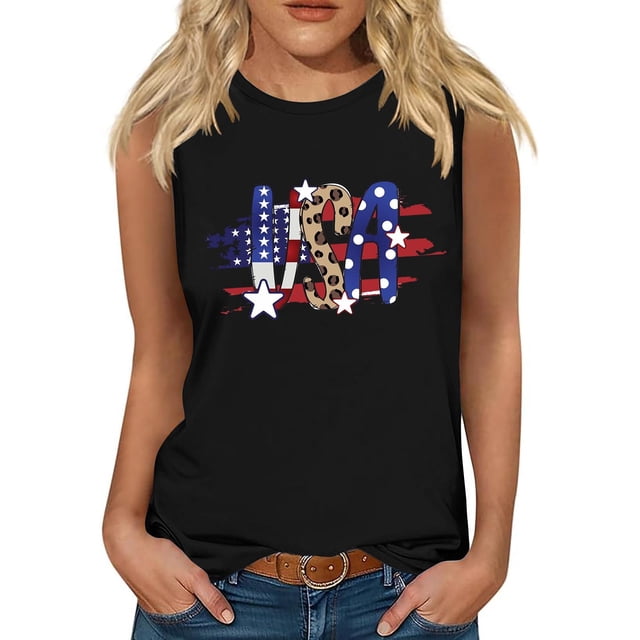 LSLJS Womens Tank Tops Independence Day Graphic Tank Tops Summer Casual Loose Tanks Music Vacation Tank, Womens Tank Tops