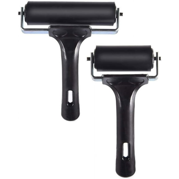 2Pcs Rubber Brayer Roller for Printmaking, Great for Gluing Application Also. (4inch 2.2 inch)