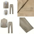 thumbnail image 2 of i.Finelong Men's Beige 3-Piece Suit Set - Daily Business Office Work/Professional Meeting Outfit (Jacket+Vest+Pants), 2 of 6