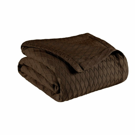 Diamond All-Season 100% Cotton Thermal Woven Blanket Chocolate / King