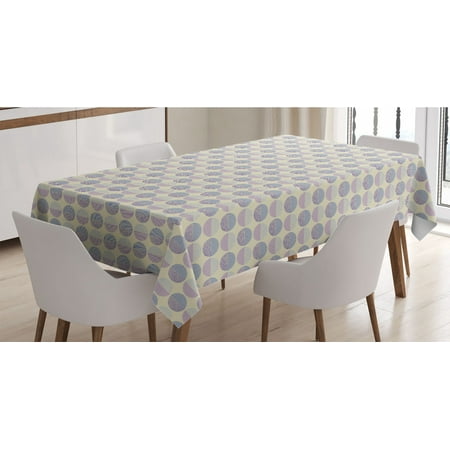 

Pastel Tablecloth Contemporary Dotwork Abstract Circles Along Stripes Bohemian Effect Rectangle Satin Table Cover Accent for Dining Room and Kitchen 60 X 84 Lilac and Lavender Blue by Ambesonne
