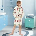 thumbnail image 5 of FORMRS Niños Bathrobe Unisex Hooded Robe Soft Plush Pajamas Sleepwear, Size 2-3T, Beige Cherry, 5 of 7