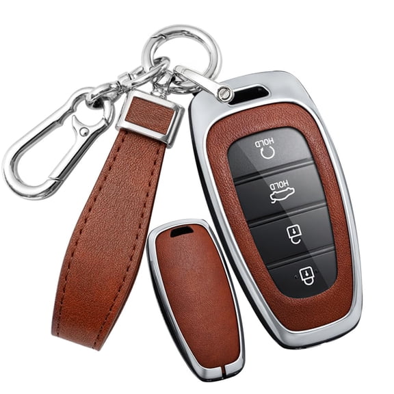 PU Leather 4/5/7/8 Button Key Fob Cover Fit for Hyundai Tucson 2024 Palisade Sonata 2023 2022 Santa fe Keyless with Leather Keychain