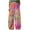 Multicolor 03, variant on Women's Pants Cotton Linen Wide Legg Baggy Elastic Waist Bohemian Leaf Printed Casual Trouser with Pocket Multicolor S