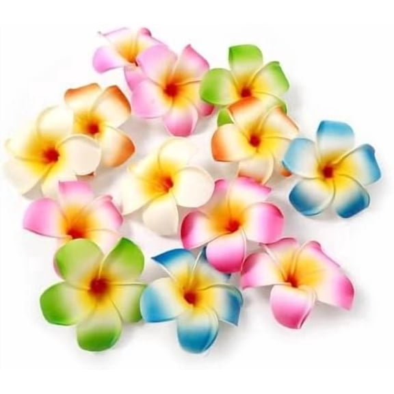 10 count Multicolor Hawaii Plumeria Flower Clips, Artificial Tropical Flower Hairpins for Wedding, Beach Party Hair Clips and Barrettes, Hair Accessory, 7cm
