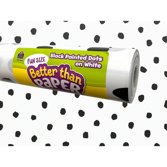 Teacher Created Resources Fun Size Better Than Paper Bulletin Board Roll Black Painted Dots on White
