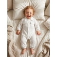 thumbnail image 6 of RUINIXCW Infant Baby Boy Spring Fall Clothes 1 3 6 9 12 18 Months Textured Romper One Piece Outfit Long Sleeve Button Down Collar Jumpsuit with Chest Pockets, 6 of 9