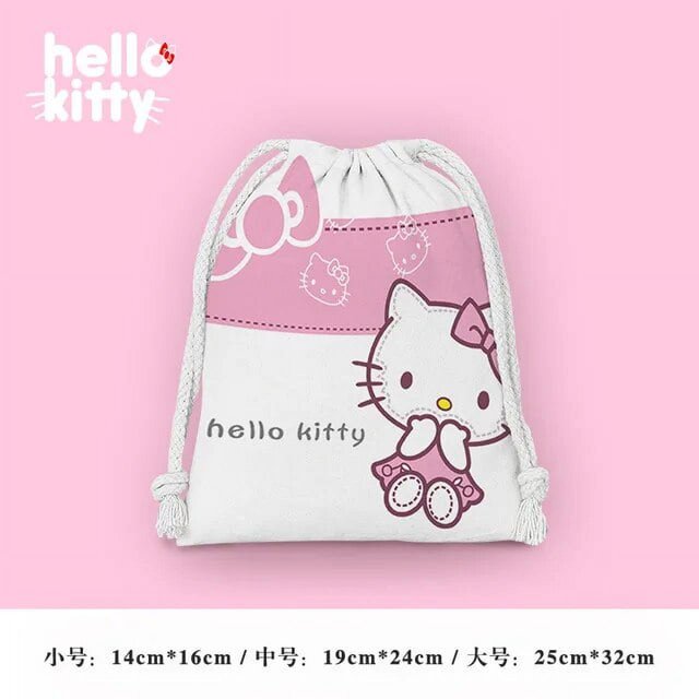 Pochacco Drawstring Pocket Storage Bag Cute Sanrio Cartoon Print Waterproof Ladies Girl Portable Folding Bag Drawstring Bag Gift