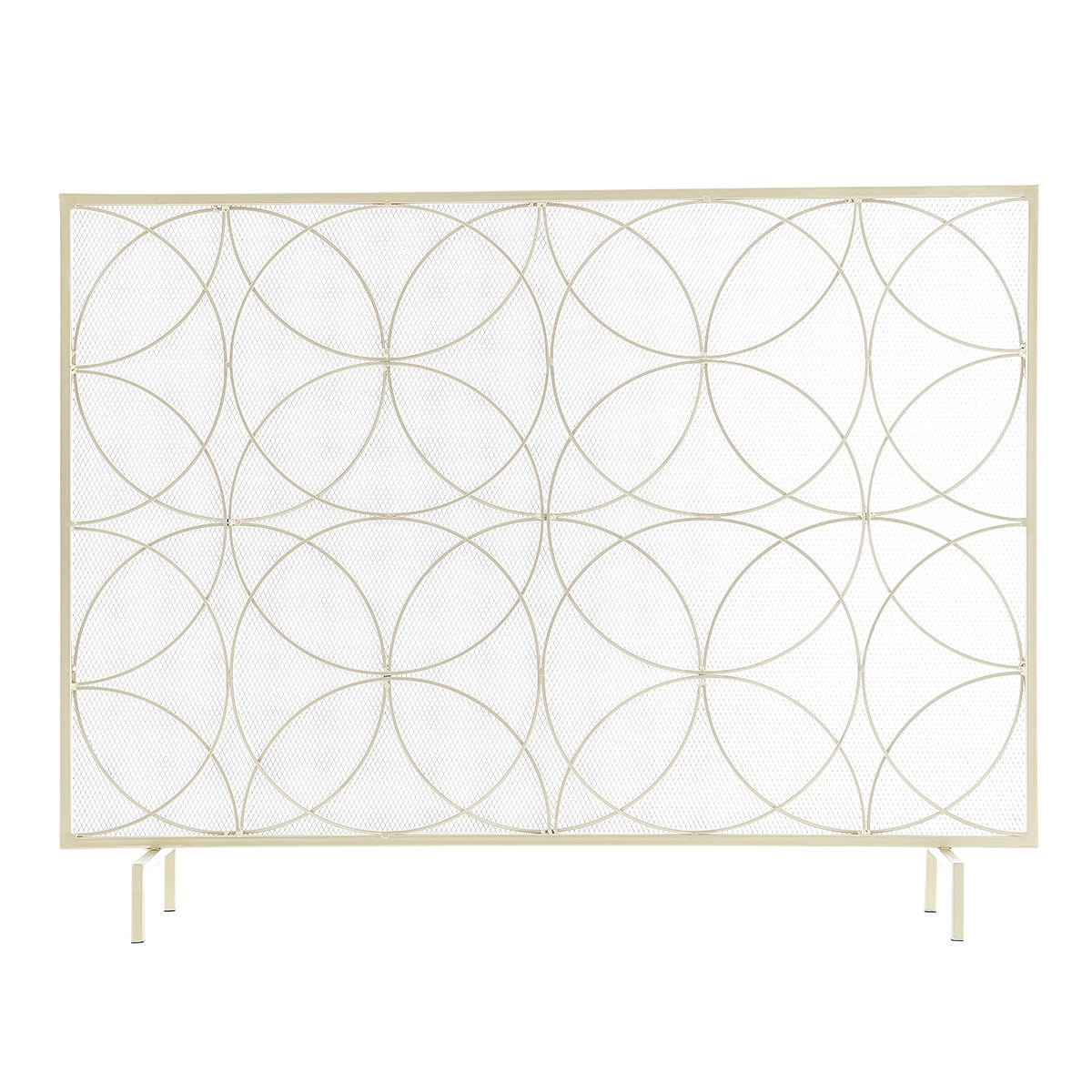 Barton Single Panel 41' x 31' inch Handcrafted Iron Chevron Fireplace Screen w/ Distressed Finish - Gold