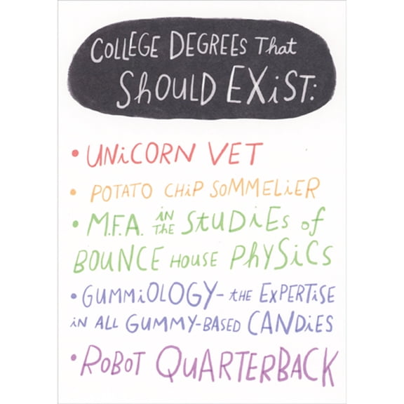 RSVP College Degrees That Should Exist: Unicorn Vet, Potato Chip Sommelier Graduation Funny / Humorous Congratulations Card