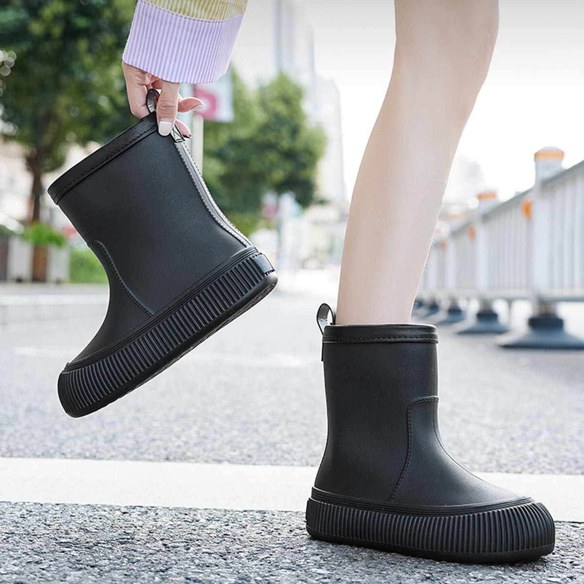 AUXDIQ Rain Boots Women Short Ankle Waterproof Rain Shoes Outdoor Garden Shoes