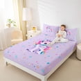 thumbnail image 3 of Metsweet Kawaii Unicorn Queen Sheets 4 Pieces, Colorful Stars Print Queen Sheet Sets,1 Fitted Sheet, 1 Flat Sheet and 2 Pillowcases, 3 of 5