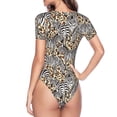 thumbnail image 4 of Naloa Zebra Women's Short-Sleeved Onesie, One-Piece Swimsuit for Parties, dates, clubs - Medium, 4 of 9