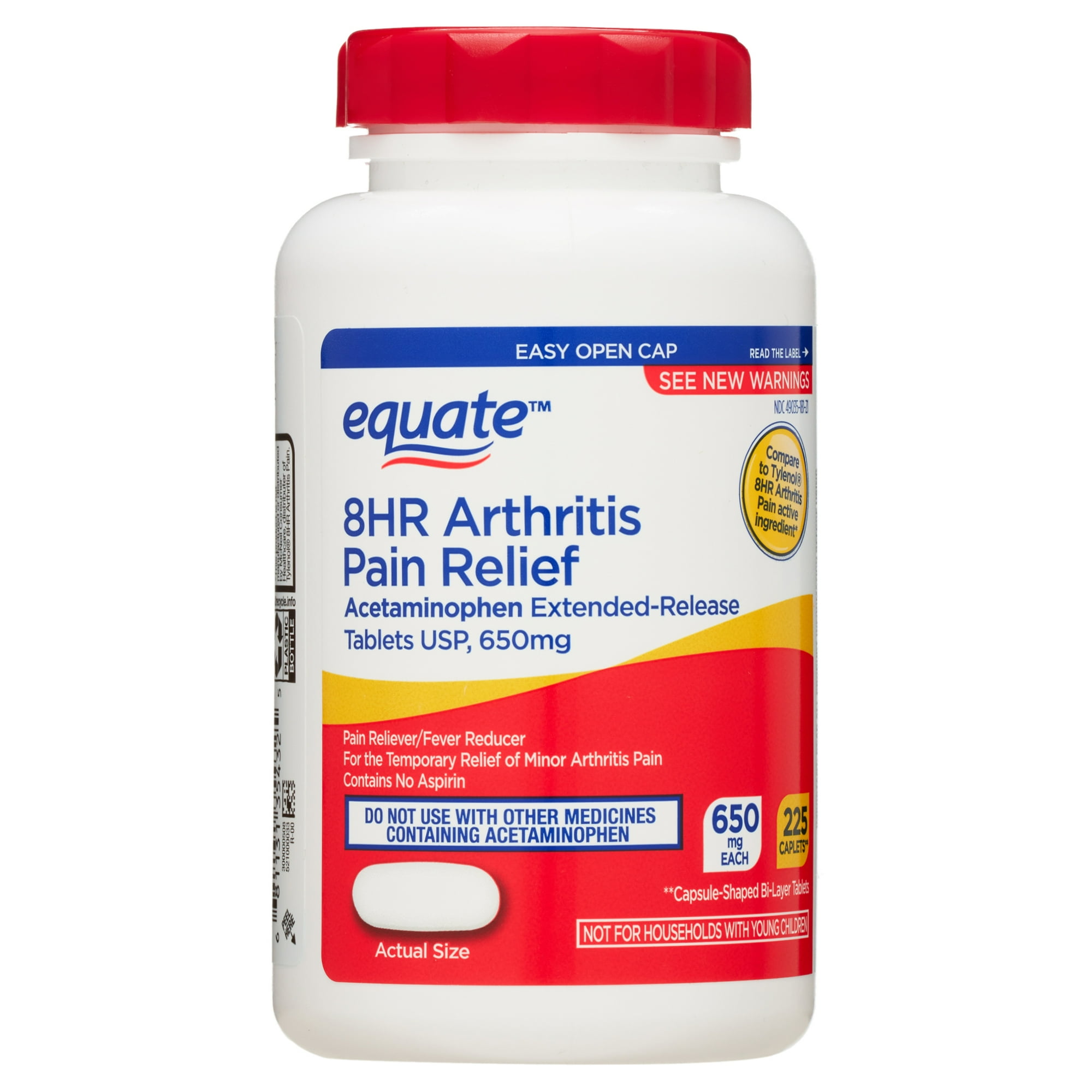 Equate Acetaminophen Extended Release Tablets, 650 mg, Arthritis Pain Relief, Easy-Open Cap, 225 Count