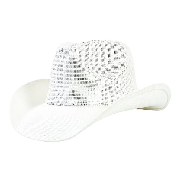 FUZHIQ Vintage Western Cowboy Straw Hat for Men Women Curved Brim Summer Outdoor Sun Cap for Beach Vacation,One Size
