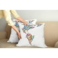 thumbnail image 3 of Ambesonne Colorful Throw Pillow Cover 2 Pack, America World Love Map, 24", Blue Pink Pale Orange, 3 of 6