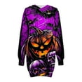 thumbnail image 5 of Taqqpue Halloween Costume Hoodie Dress for Women Fashion Ghost Pumpkin Witch Mini Dresses Long Sleeve Outfit Cosplay Halloween Party Dress with Pockets, 5 of 7