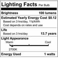 thumbnail image 2 of SATCO S8021 S14 LED String Light Replacement Bulb; 2700K; Wet Location, E26 Medium Base 4 LED Light Bulbs, 2 of 2