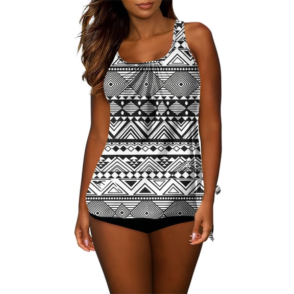 Vetsdori Tankini Swimsuits for Women 2 Piece Bathing Suits Padded Holiday,Striped Casual Summer Womens Swimwear Modest