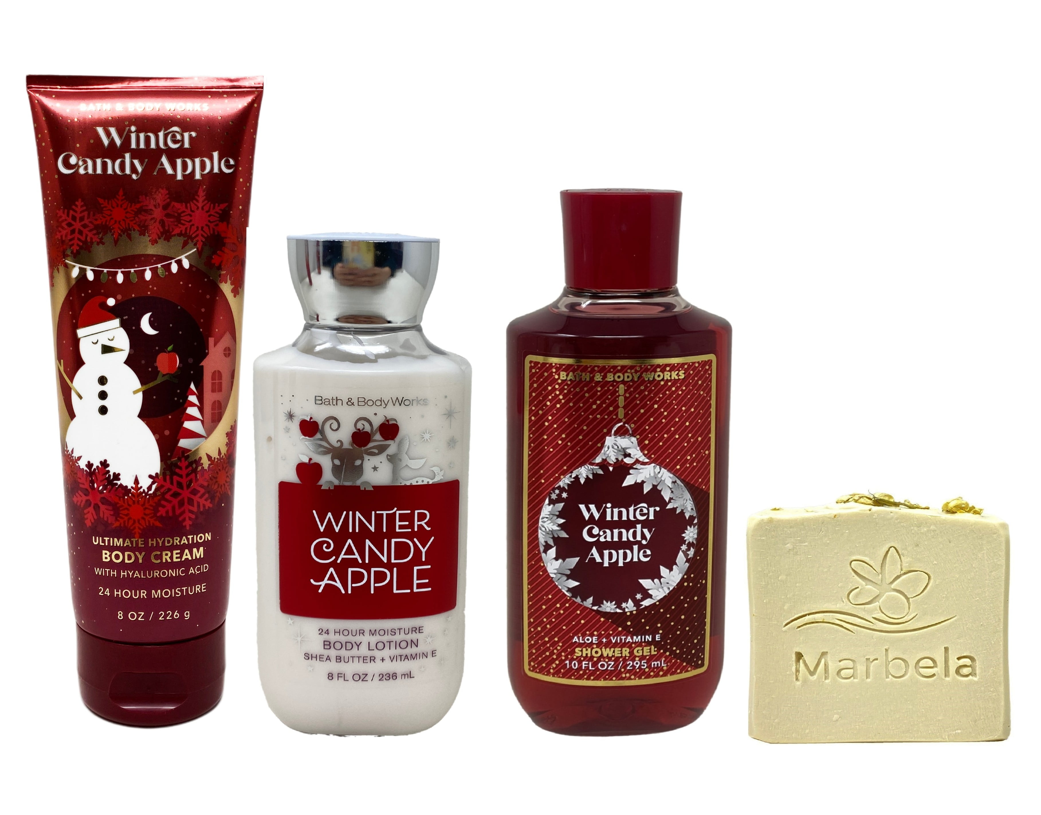 Bath & Body Works Winter Candy Apple Set: 8oz Mist, 10oz Gel, 8oz
