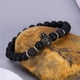 thumbnail image 5 of Pulsera con cuentas de Piedra negra para hombre ANGGREK con dije de cabeza de león elástica, 5 of 8