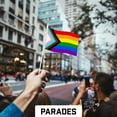 thumbnail image 5 of G128 12 Pack Handheld LGBT Progress Rainbow Pride Stick Flags | 4x6 In | Printed 150D Polyester, Social Flag, Solid Plastic Stick, Spear White Tip, 5 of 10