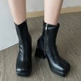 thumbnail image 2 of NECHOLOGY Botas Mujer Adulto Femenino Zapatos Botines de mujer Moda mujer otoño sólido grueso suela tacones cuadrados cremallera botas zapatos de punta cuadrada (Black, 7.5), 2 of 5