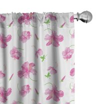 Ambesonne Flowers Curtains, Floral Patterns Country, Pair of 28"x63", Pink White