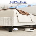 thumbnail image 2 of ANPOO Queen Bed Frame with LED Lights, Charging Station & Storage Headboard, 55in Tall Corduroy Upholstered Platform Bed, No Box Spring Needed, 2 of 9