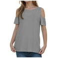 thumbnail image 5 of Povozer Girls' Summer T Shirts Crewneck Girls Pleated Oversized T Shirts Kids Summer Short Sleeve Crewneck Casual Tops Tees for 7-8 Years,Grey, 5 of 6