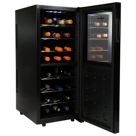 Koolatron 24 Bottle Dual Zone Wine Cooler Freestanding Wine Refrigerator  Black