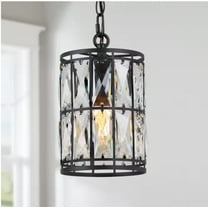 LNC Cristallo Black Modern Coastal Mini Drum Pendant Light 1-Light Transitional Crystal Pendant Ceiling Light