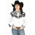 thumbnail image 2 of Womens Fringe White Embroidered Western-style Blouse 44182, 2 of 4