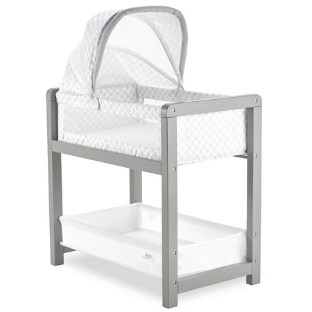 Delta Children Classic Deluxe Wood Bedside Bassinet Sleeper - Portable Crib with High-End Wood Frame,