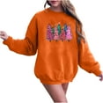 thumbnail image 2 of Merry Christmas Tree Sweatshirts for Women Graphic Crewneck Oversized Sweater Cotton Tops Printed Long Sleeve (Small, Orange), 2 of 6