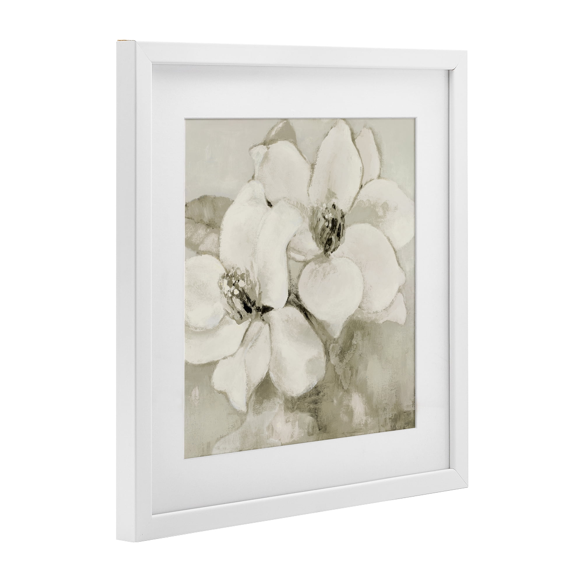 Stupell Industries Subtle Beige Magnolias White Framed Print Under Glass, design by Lanie Loreth