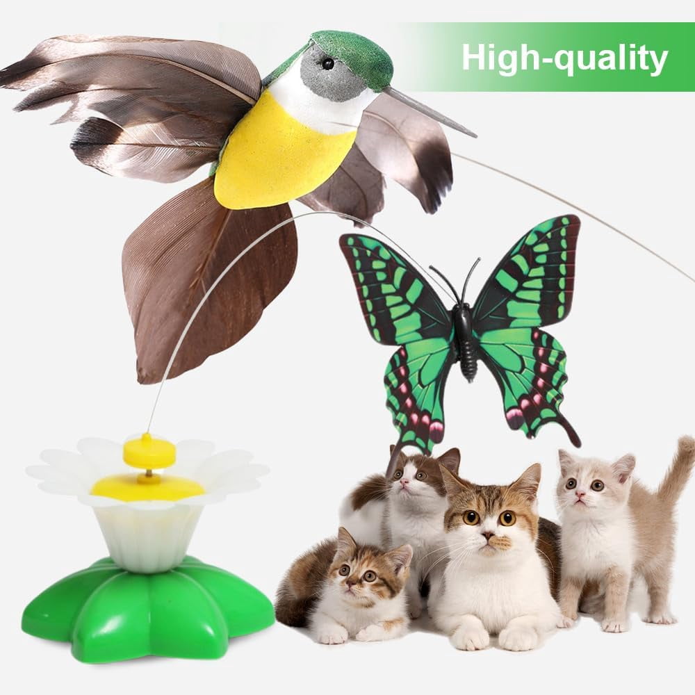 ABPETE Interactive Bird Toy for Cats, 360 Degree Rotatable Electric Flying Birds Cat Toy, Simulation Bird Interactive Toy for Cats Kitten Play Chase(4 PCS)