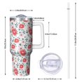 thumbnail image 2 of Floral 40oz Tumbler– Stainless Steel Insulated Tumbler with Handle and Straw, Large Capacity Travel Cup for Hot & Cold Drinks,Thanksgiving,Christmas, Spring,Flower, 2 of 6