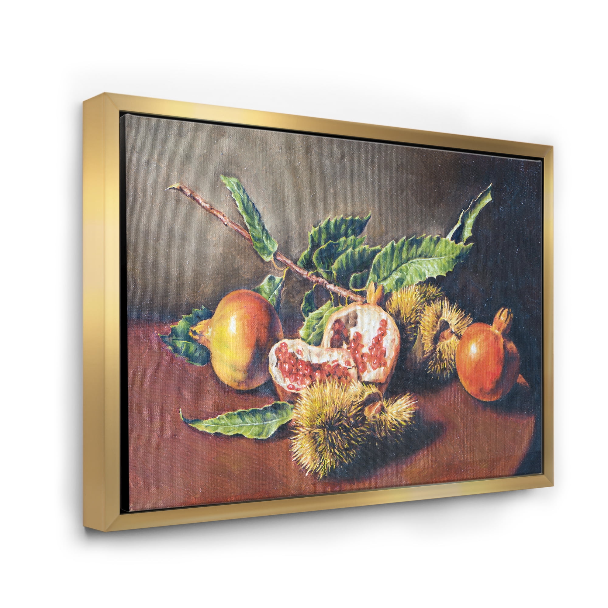 Designart 'Ancient Still Life of Orange Fruits' Traditional Framed Canvas Wall Art Print