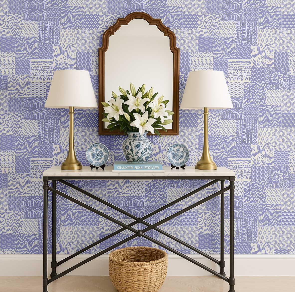 S4Sassy Patchwork Wallpaper - Purple Walls Covering, 25" x 120" Self-Adhesive Vinyl Wall Paper, Wallwrap, Easy DIY Walls Covering For Boho aesthetic wall decor, Living Room, Living Spaces