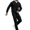 thumbnail image 4 of Men's 2 Piece Tracksuit Sweatsuit Jogging Suits Sets Zipper Up Long Sleeve Hooded and Cargo Sweatpants Casual Workout Outfits - Black-02,XXL, 4 of 8
