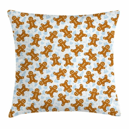 Gingerbread Man Throw Pillow Cushion Cover Traditional Christmas