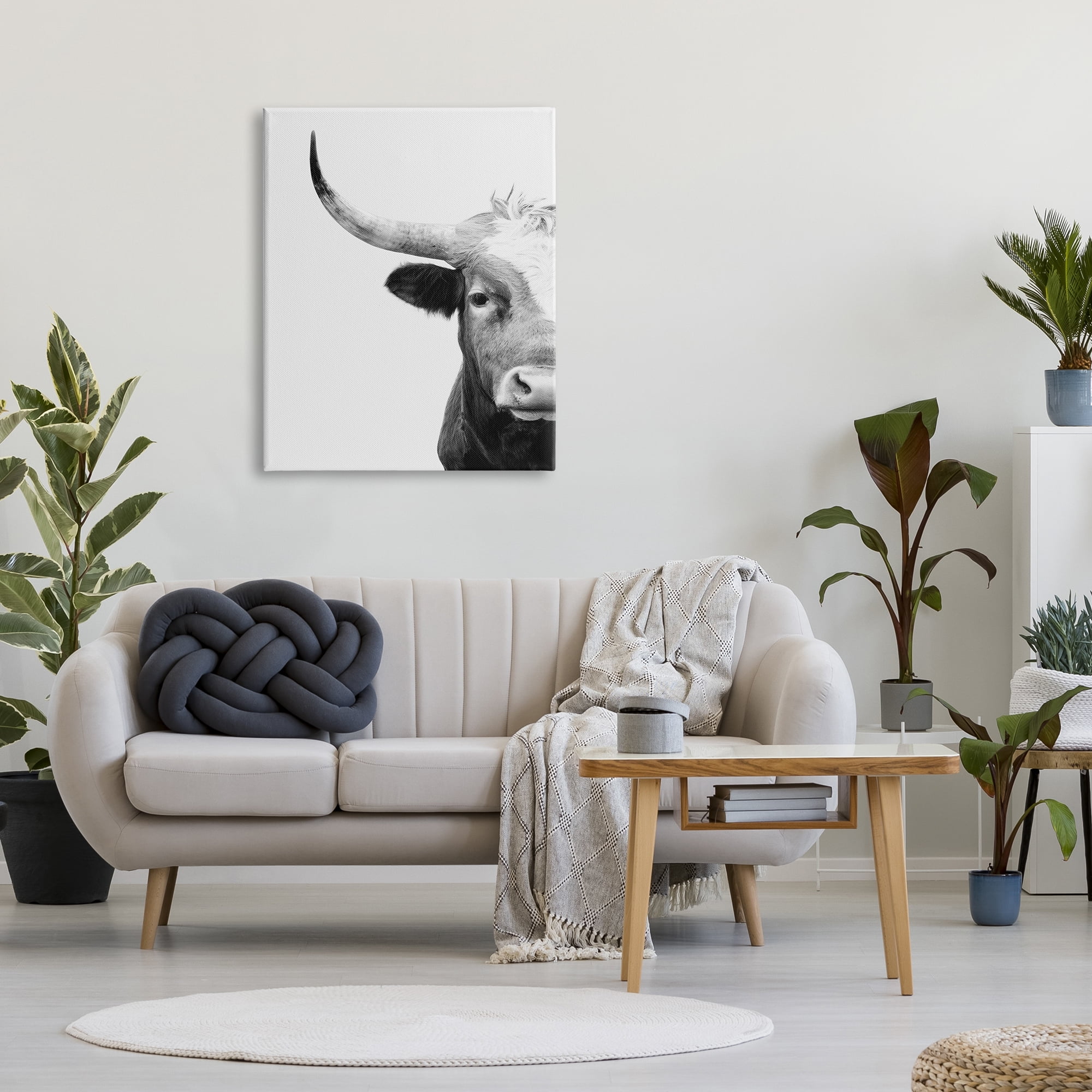 Stupell Industries Grey Longhorn Portrait Animals & Insects Photography Gallery Wrapped Canvas Print Wall Art, 30 x 40