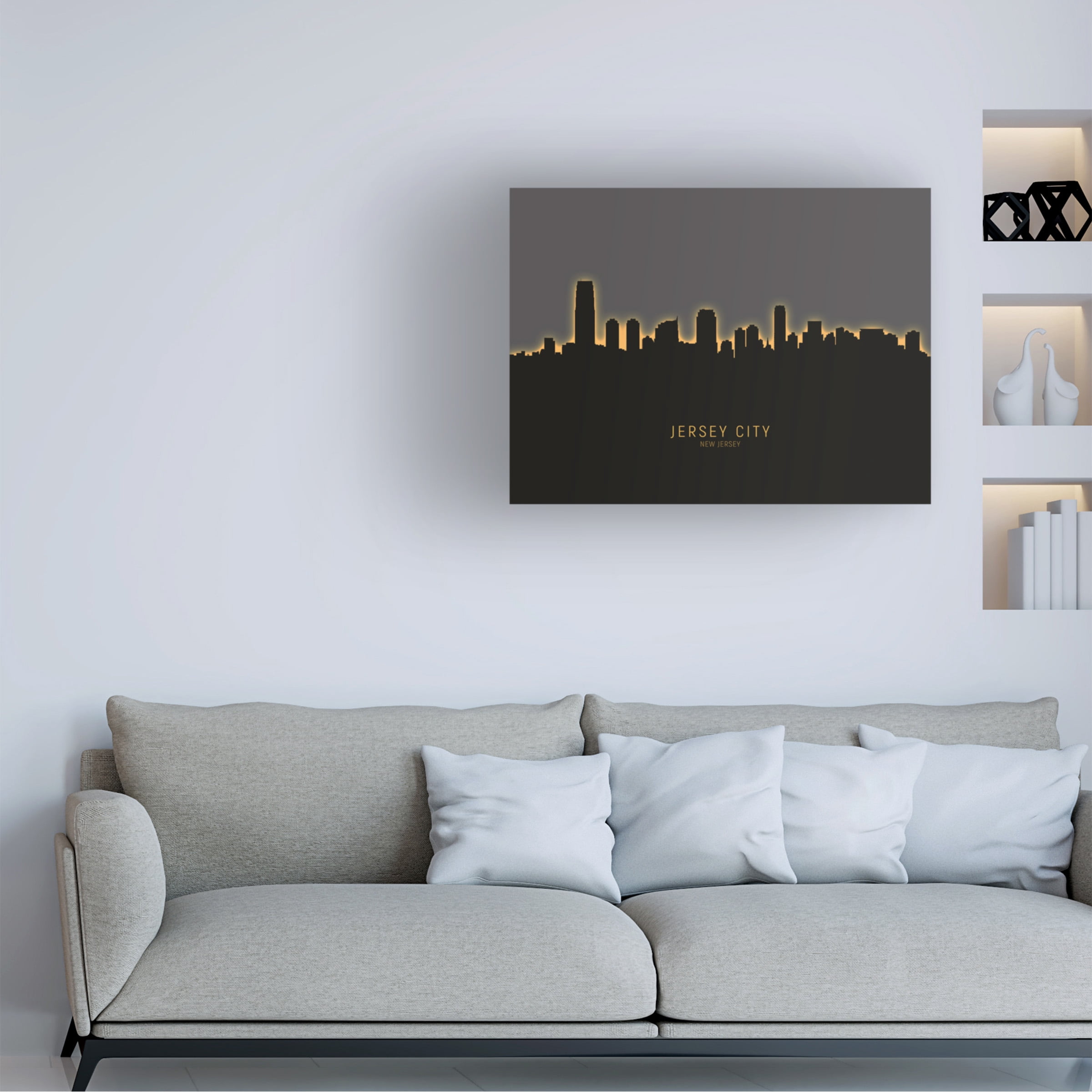 Michael Tompsett 'Jersey City New Jersey Skyline Glow II' Canvas Art