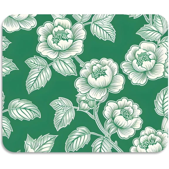 Diatomaceous Earth Stone Dish Drying Mat for Kitchen Counter,Seasonal Ultra Absorbent Home Dish Drainer Mats-Flower Tile Green White Pattern,19.5inch x 12inch