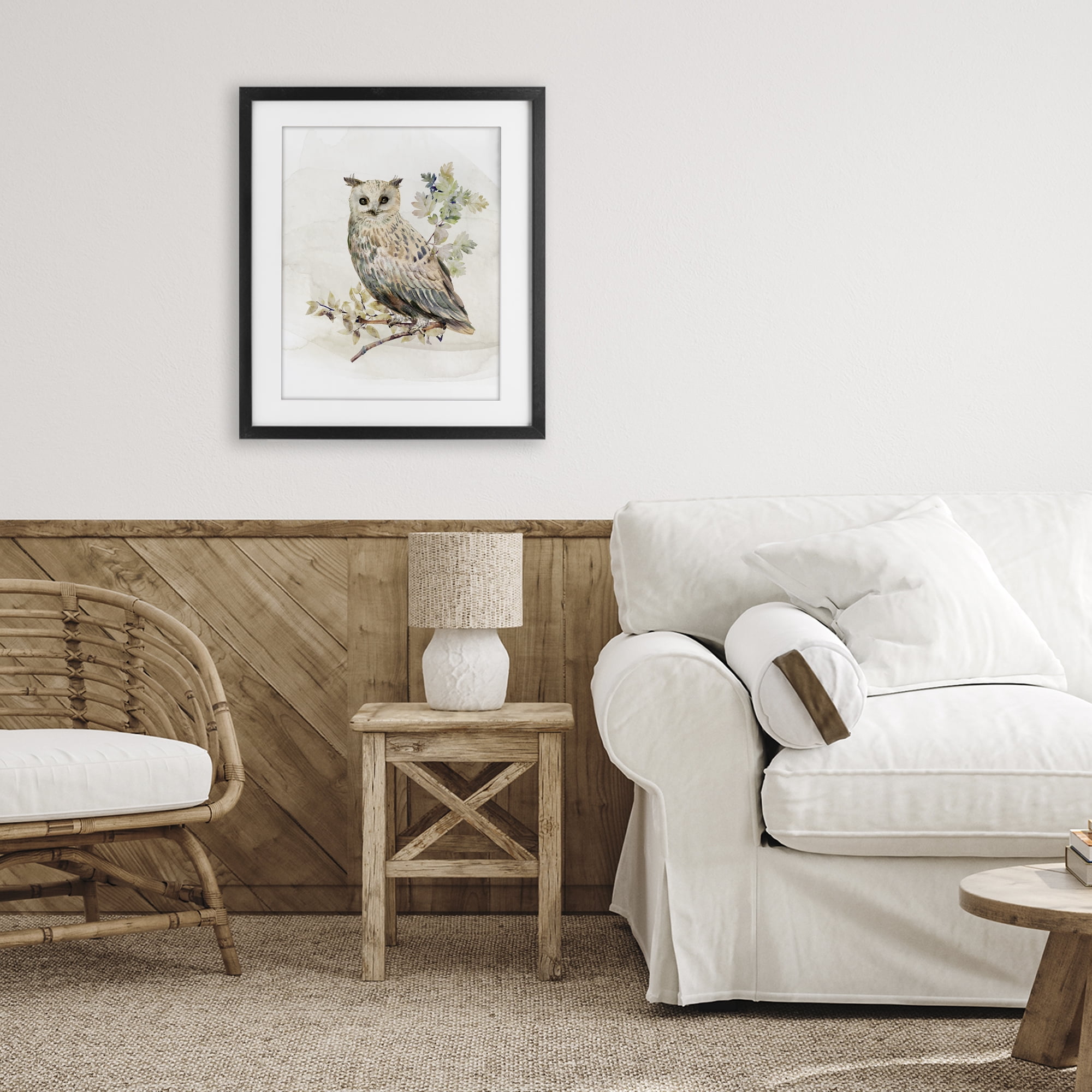 Stupell Industries Forest Owl with Foliage Black Framed Print Under Glass, design by CAD Designs