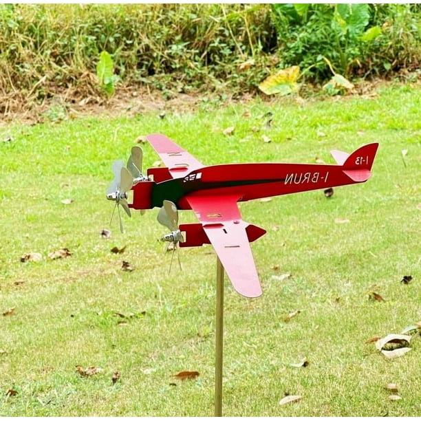 Herramientas y mejoras para el hogar Herrería metálica Aerogenerador de avión Molino de viento de avión Decoración de exteriores Un molino de viento