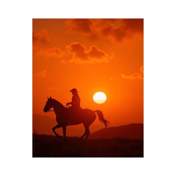 Paint by Numbers Kit for Adults, Cowboy Sunset Silhouette Horse Riding Paint by Numbers, Easy Paint by Numbers Kit for Adults Beginner, DIY Adult Paint by Number Kits on Canvas, 12x16in Home Decor