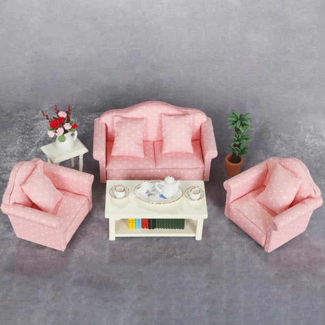 Muebles de Juguete Perfecl Sofá Tapizado Rosa 1/12