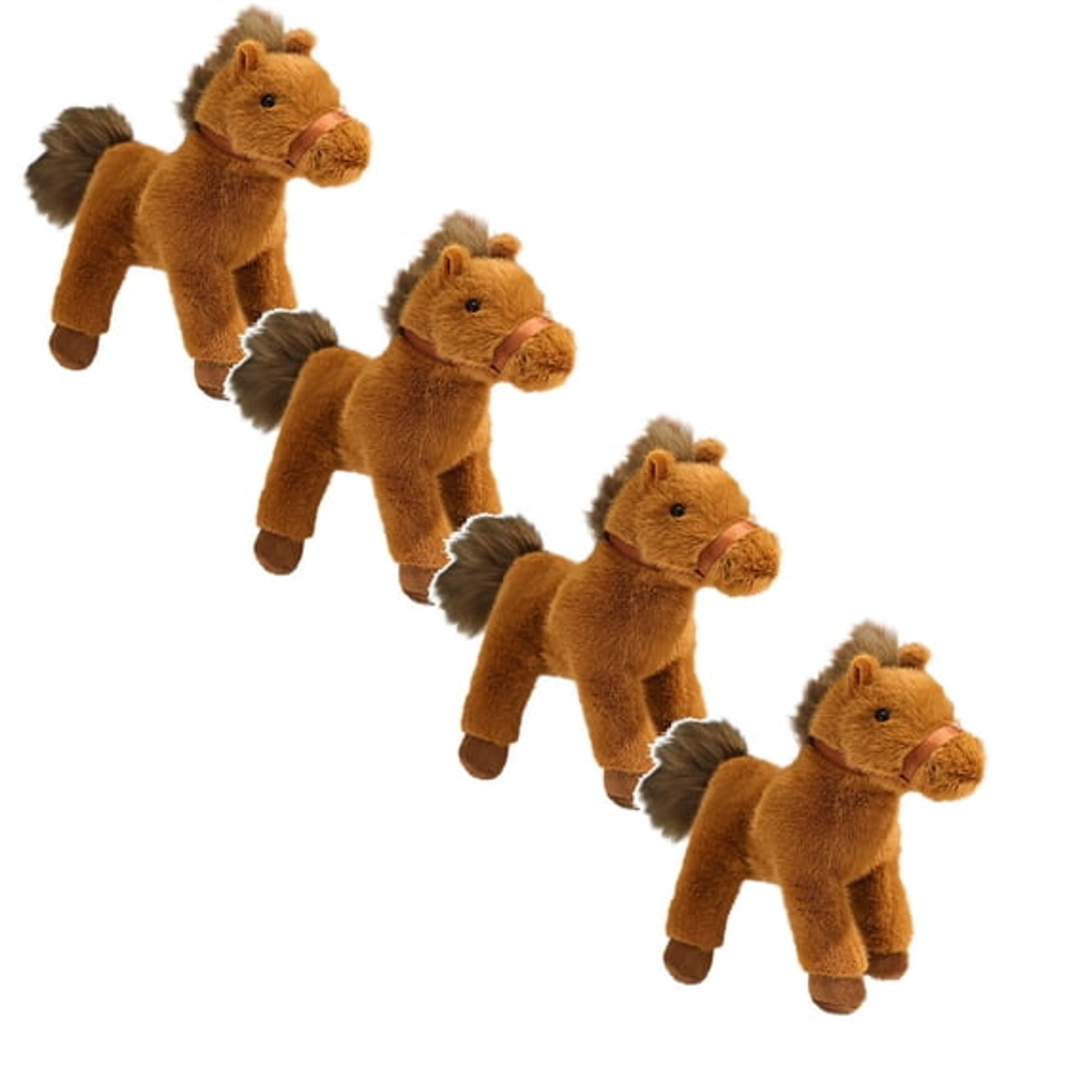 CYFW 4 Pcs!! Year of the Horse Mascot, Realistic Horse Plush Toy, Soft Filling, Running Pose, Brushable Mane, Detailed Design, Perfect As A Gift and An Ideal Collectible for 2026, Brown